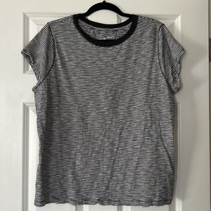 Grey Striped Crew Neck Tee